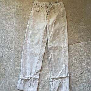 Zara cropped and folded up white jean